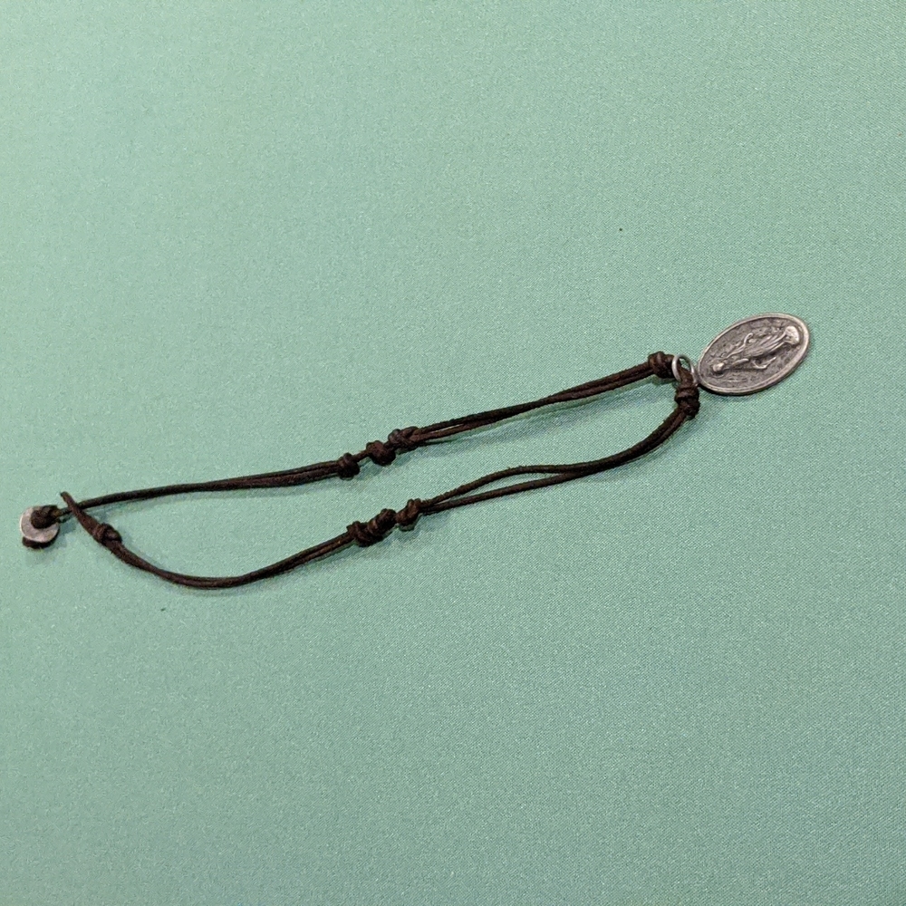 Leather Cord Saint Mary Necklace